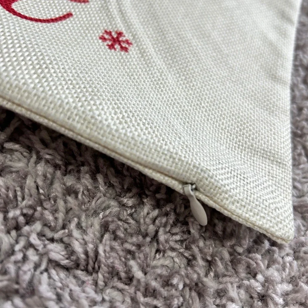 Christmas Throw Pillow Covers Set of 4 Red‎ Cream Holiday Decor